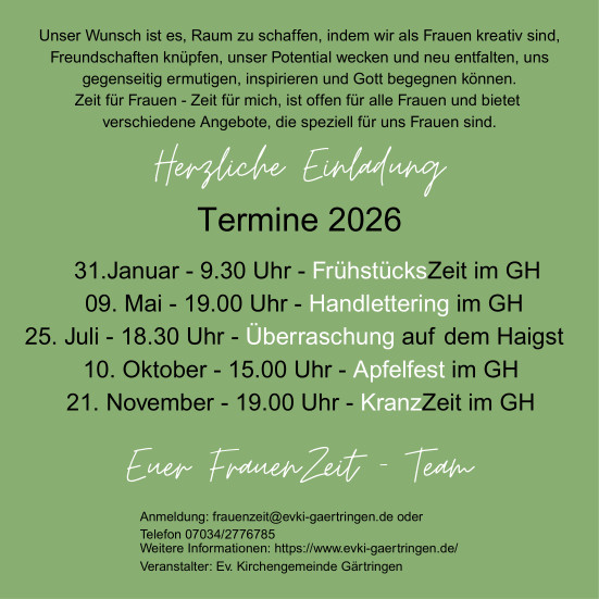 Termine Frauenzeit 2026